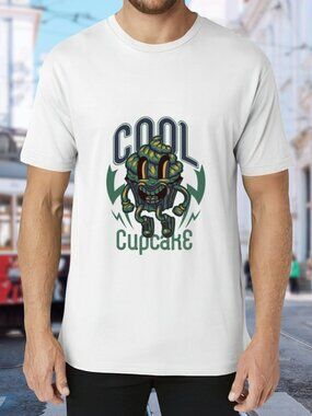 Cool Cupcake Graphic Tee - White with Green Print